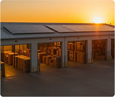 aerial shot of a solar farm