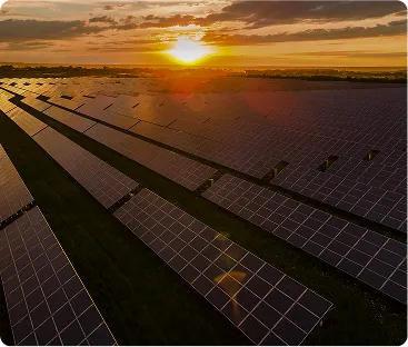 aerial shot of a solar farm